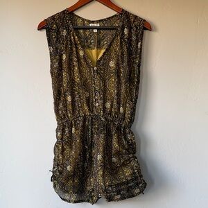 RVCA Black and Gold Patterned Jumpsuit